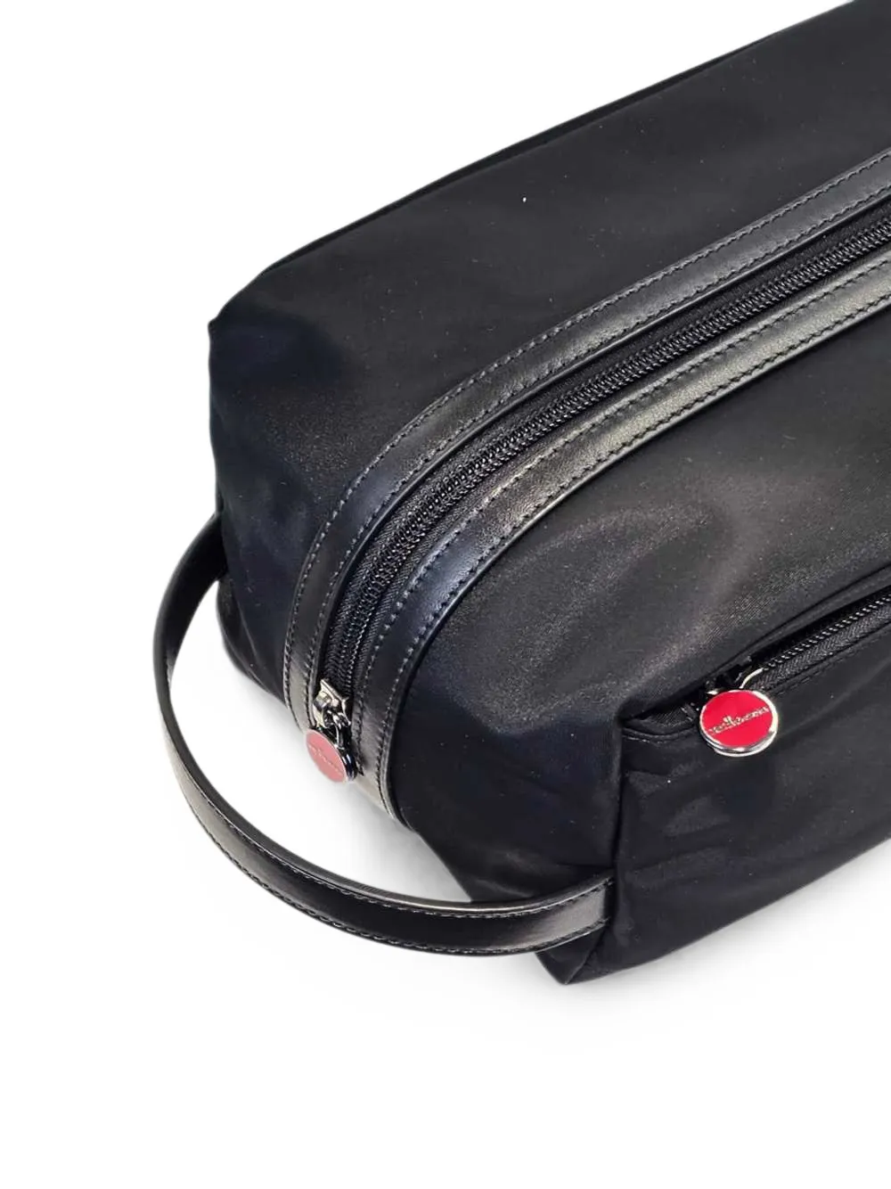 Kiton Toilettas met leren afwerking Zwart