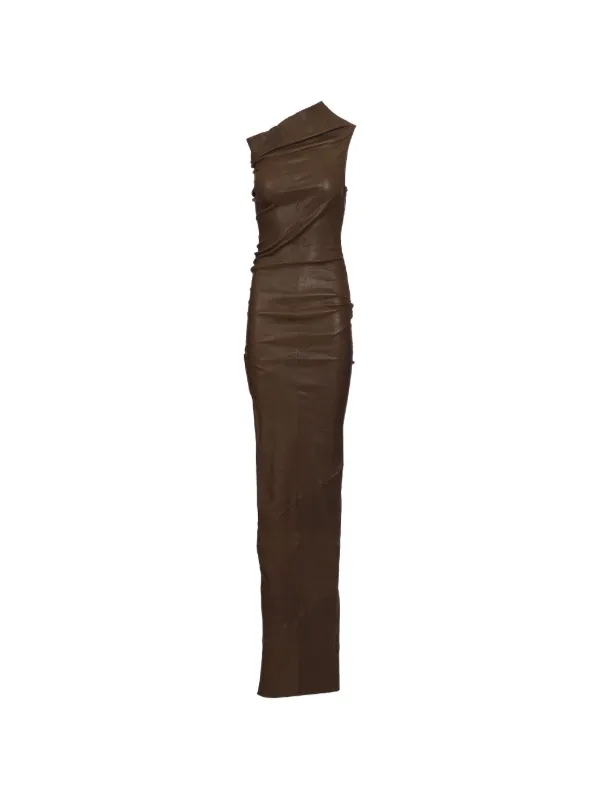 Rick Owens Athena one-shoulder Draped Maxi Dress | Brown