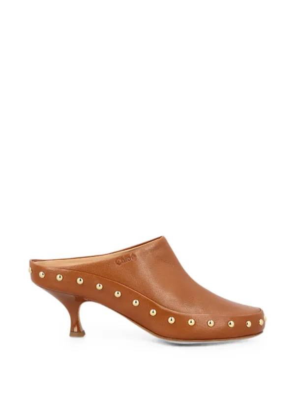 Chloé Junie Heeled Mules in Brown