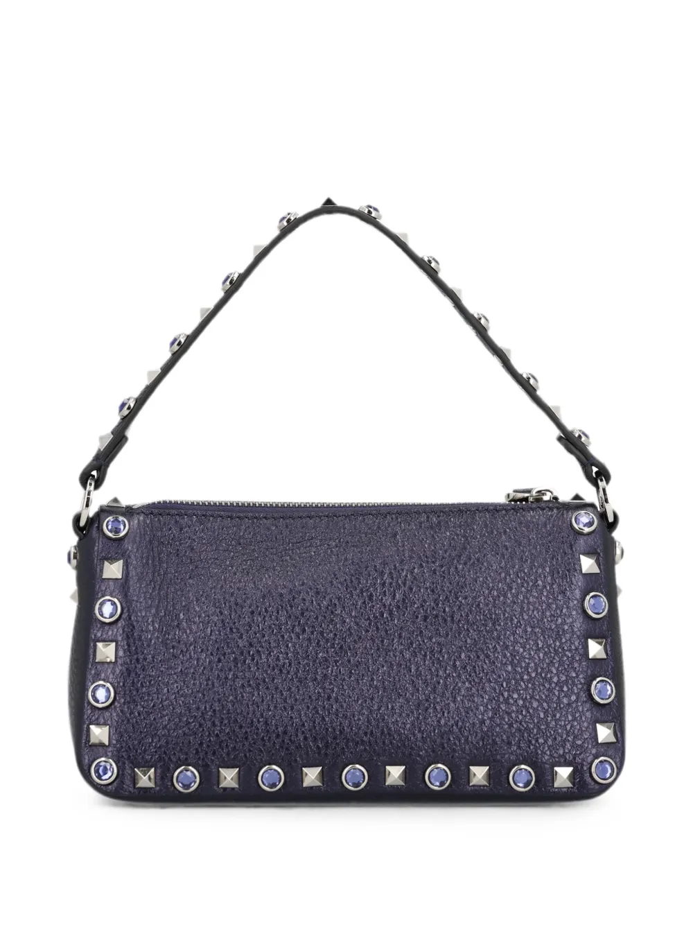 Valentino Garavani Rockstud kleine schoudertas van gelamineerd kalfsleer met cabochon stenen Blauw