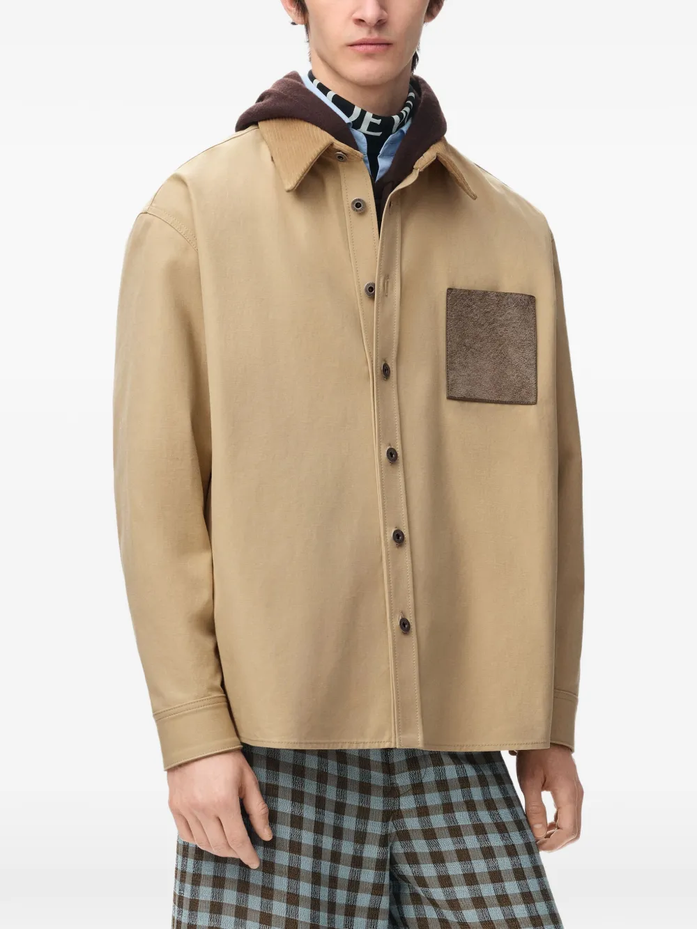 LOEWE Jack met ribfluwelen kraag en borduurwerk Beige