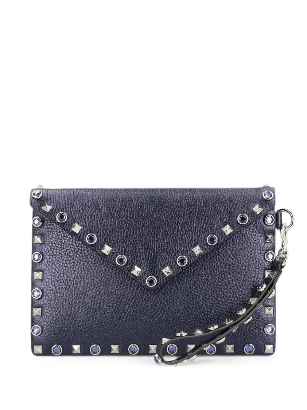 Valentino Garavani Rockstud crystal-embellished clutch bag - Blau