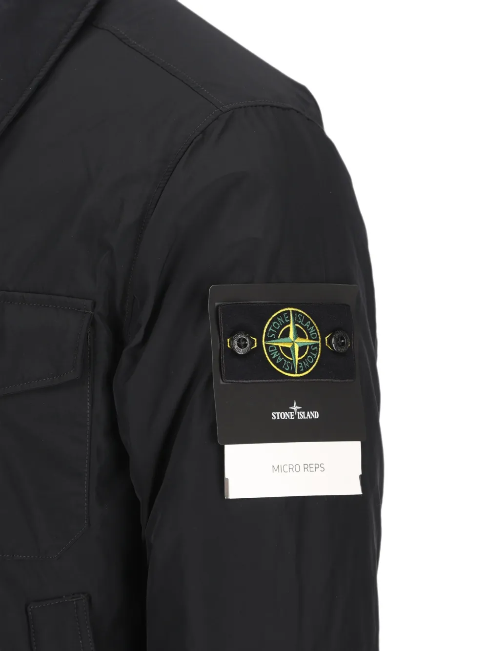 Stone Island 4100022 jack met knoopsluiting en logo-patch Zwart