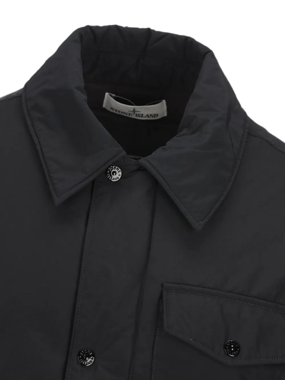 Stone Island 4100022 jack met knoopsluiting en logo-patch Zwart