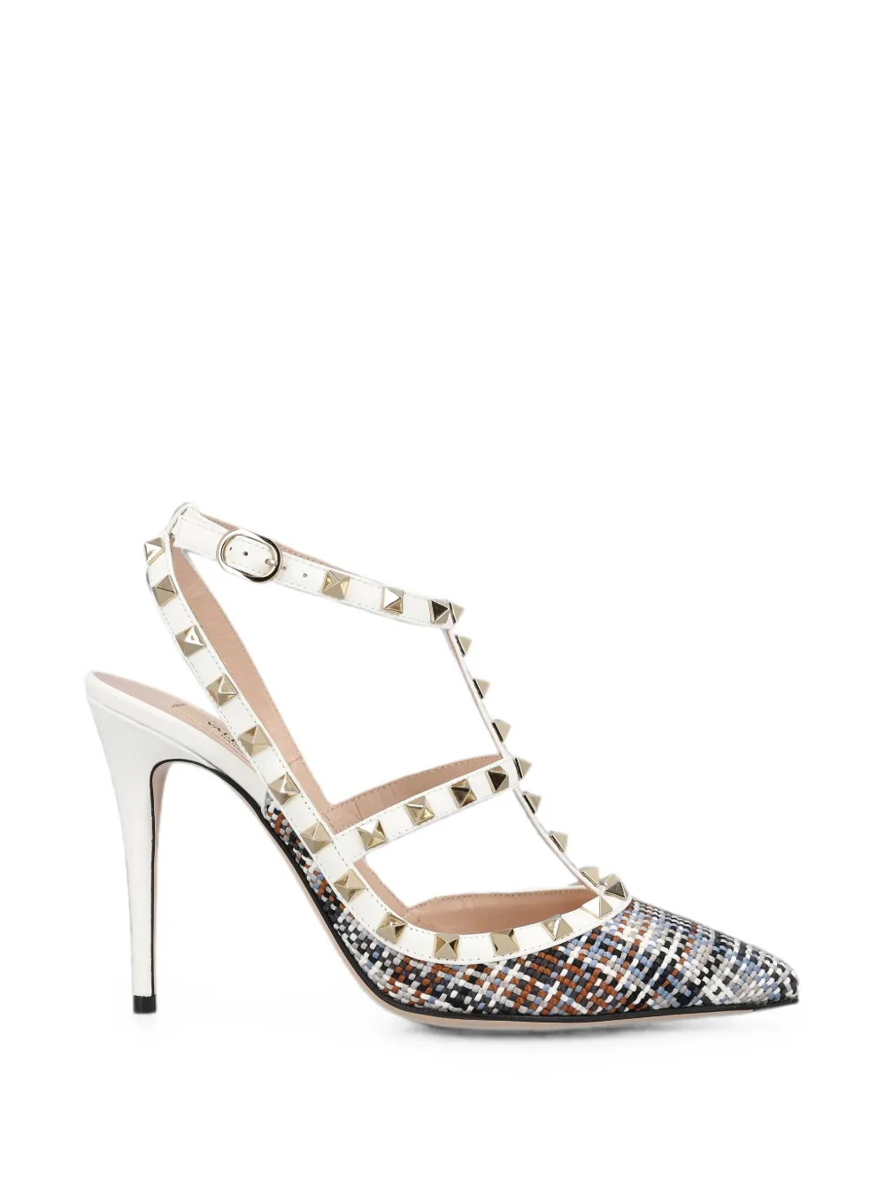 Valentino Garavani Rockstud pumps in woven fabric 100Mm Wit