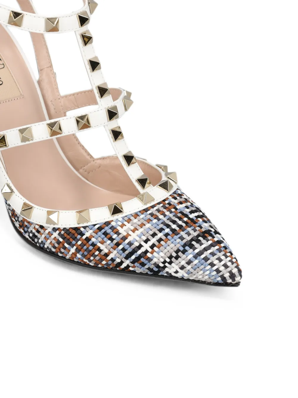 Valentino Garavani Rockstud pumps in woven fabric 100Mm Wit
