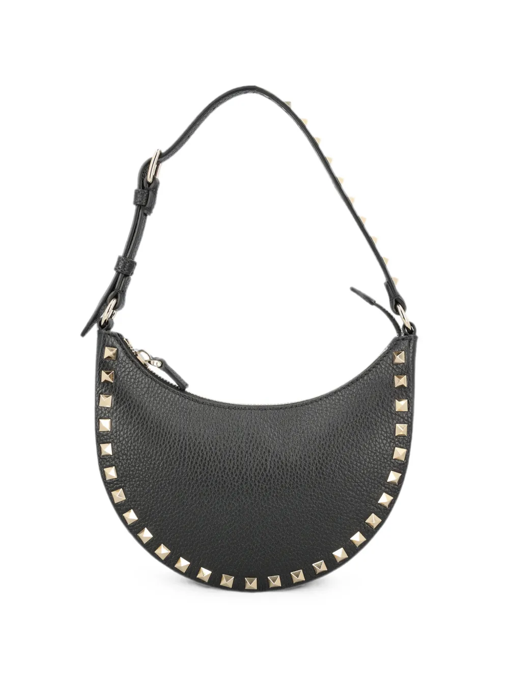 Valentino Garavani Rockstud Crescent Shoulder Bag In Black