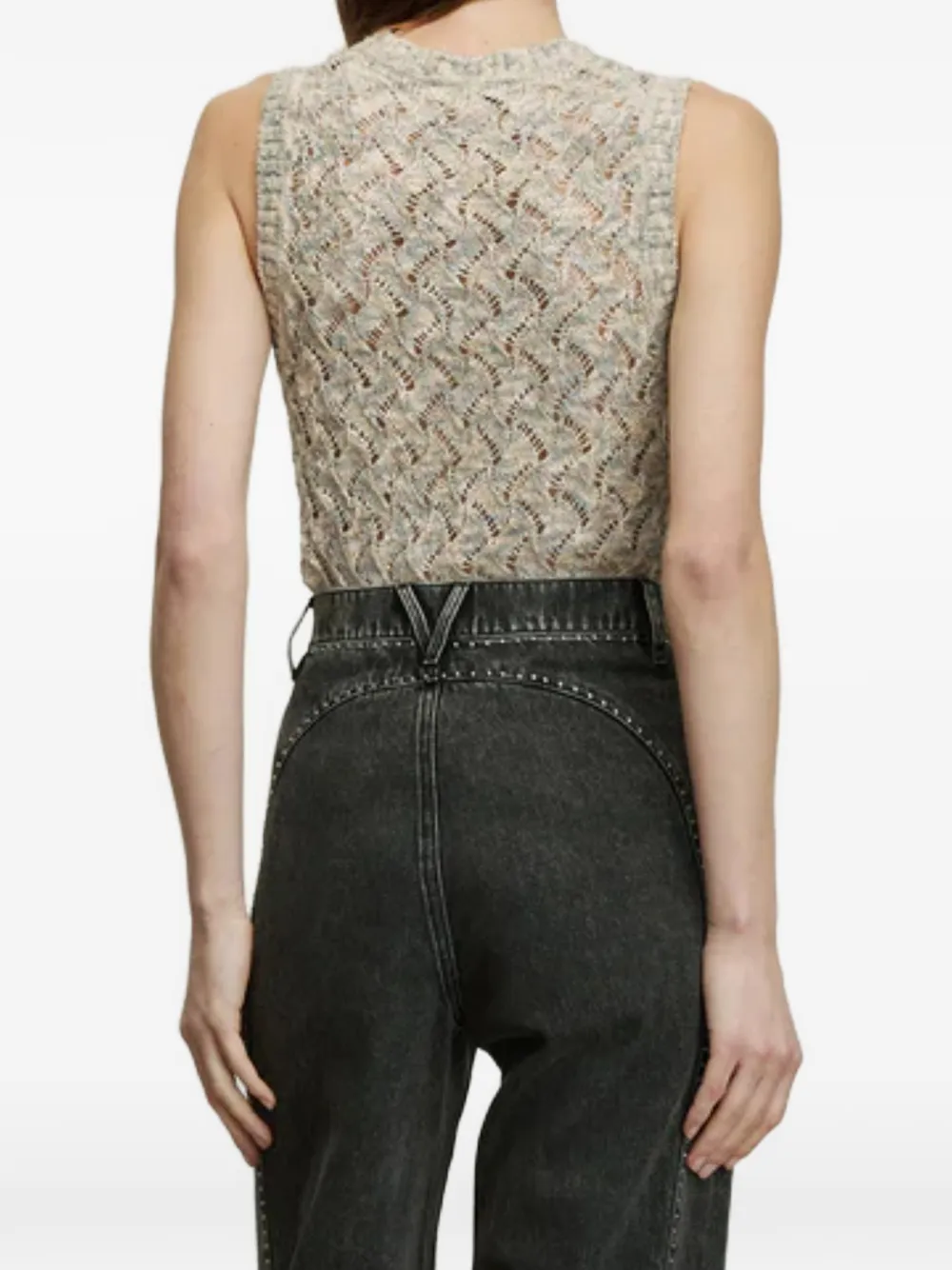 Veronica Beard Jerrel pointelle-knit top Beige