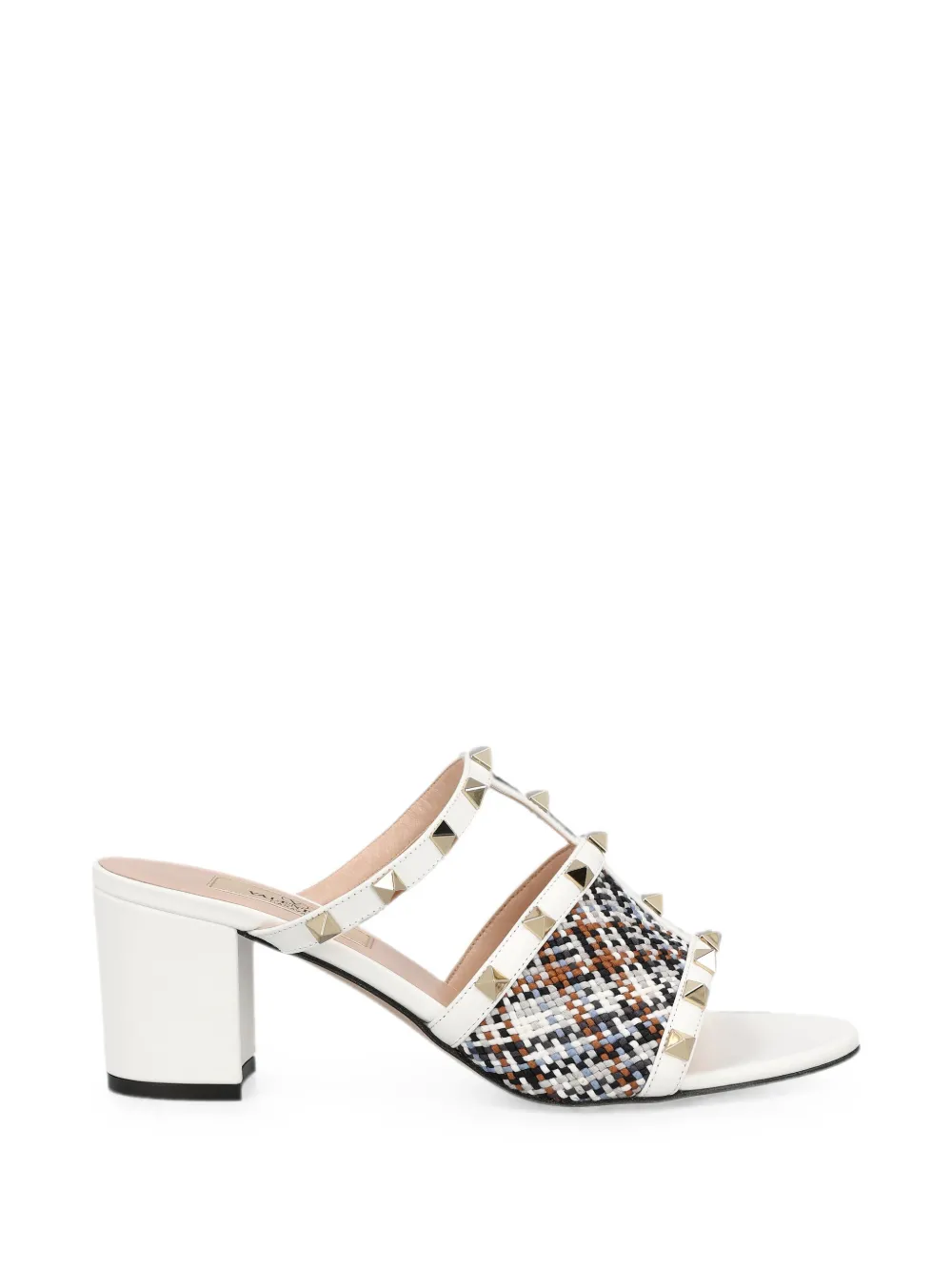 Valentino Garavani Rockstud tweed sandals Wit