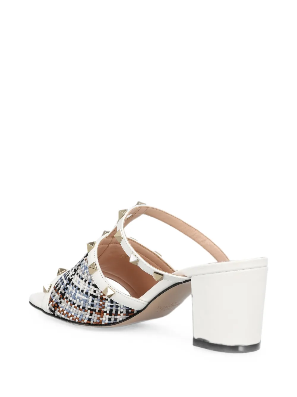 Valentino Garavani Rockstud tweed sandals Wit