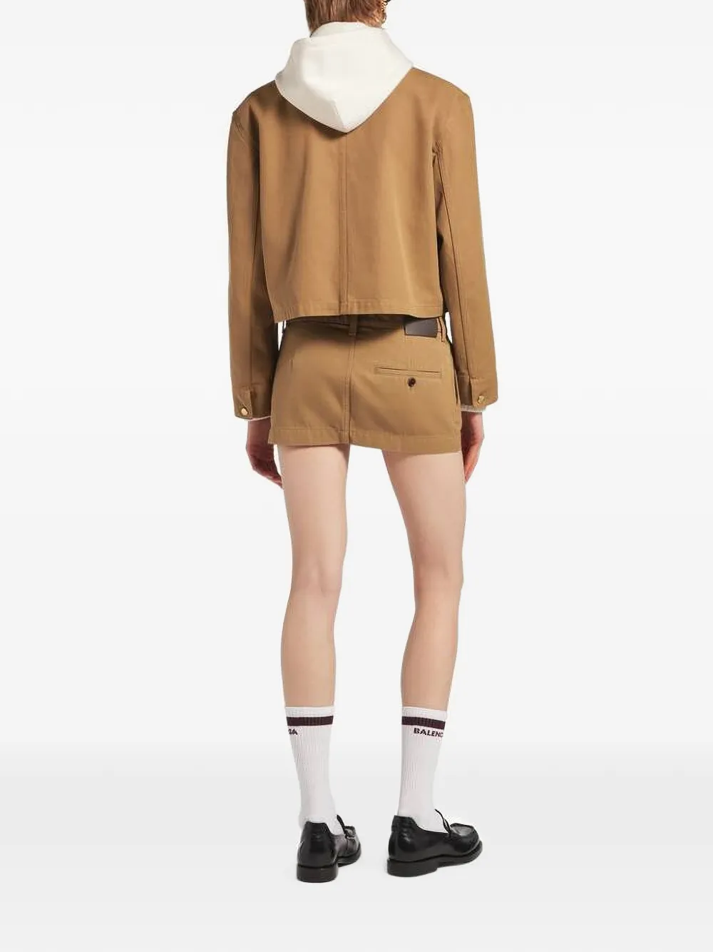 Balenciaga Cropped jack met leren kraag Beige