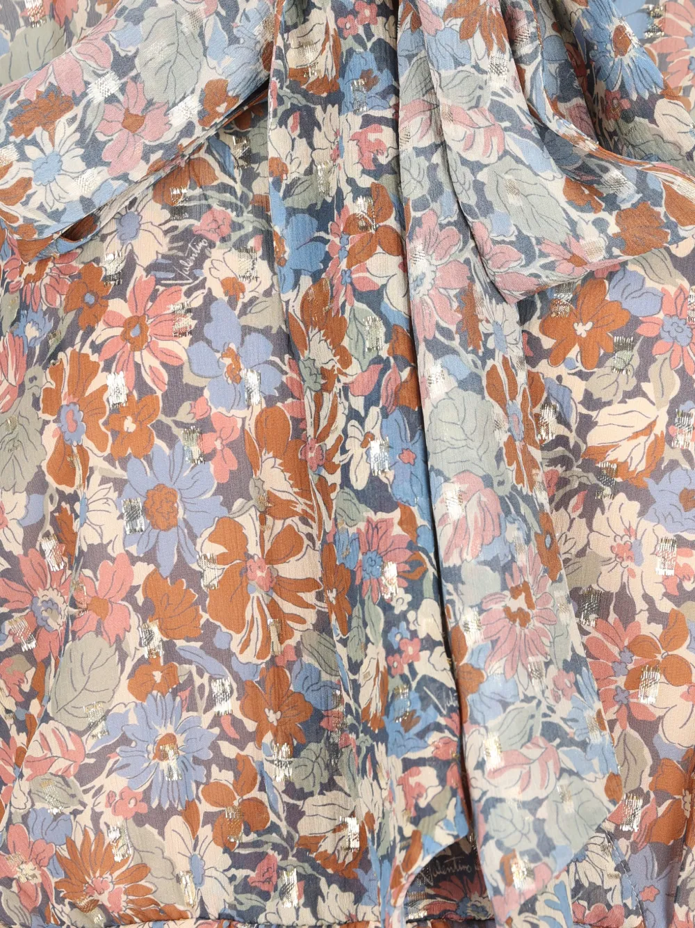 Valentino Garavani Geplooide jurk met bloemenprint Blauw