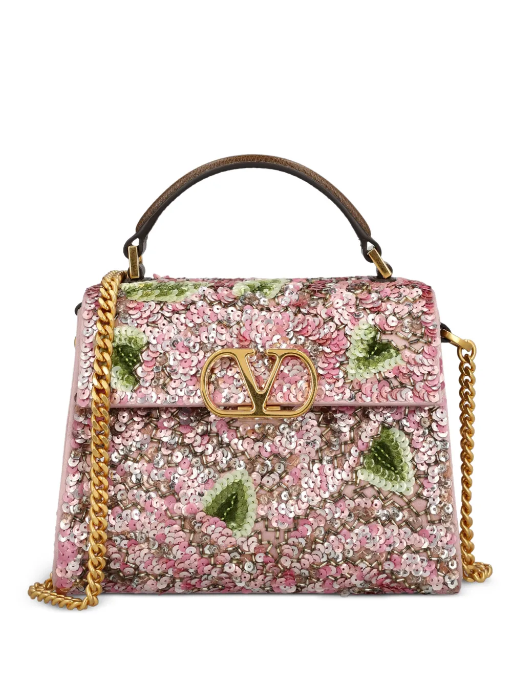 Valentino Garavani mini Vsling embroidered handbag - Pink