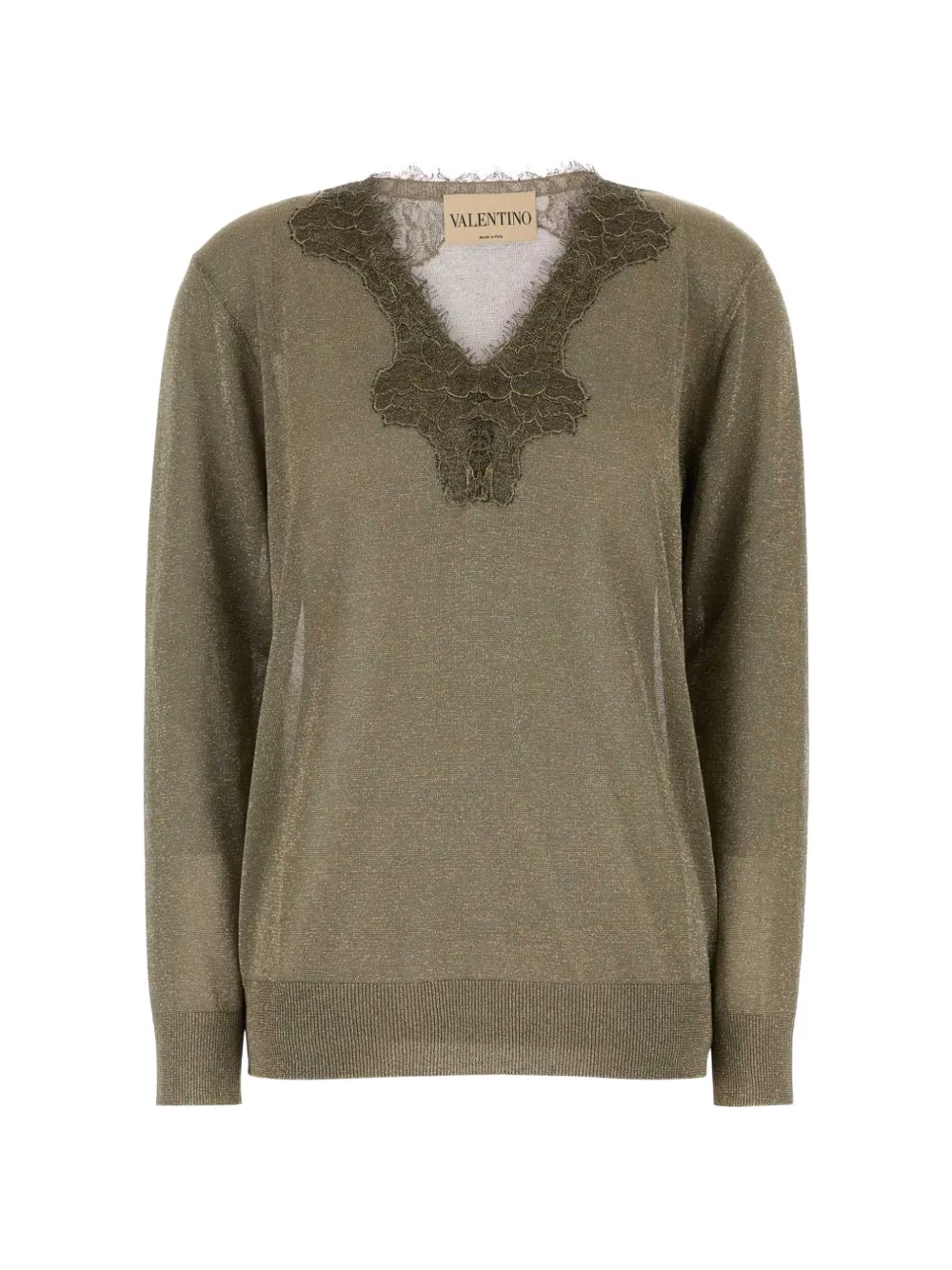 Valentino Garavani lace-trim metallic-effect sweater - Gold