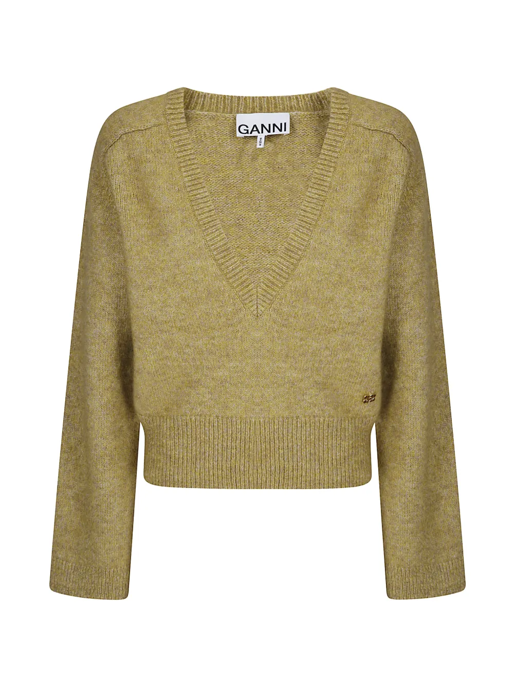 GANNI melange V-neck sweater - Giallo