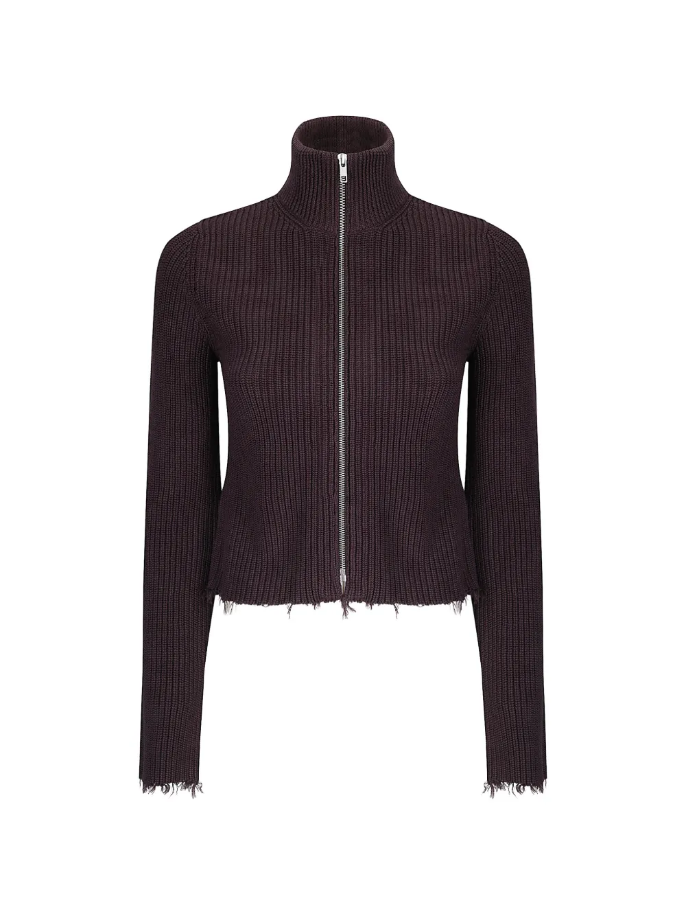 MM6 Maison Margiela ribbed cotton zip cardigan - Marrone
