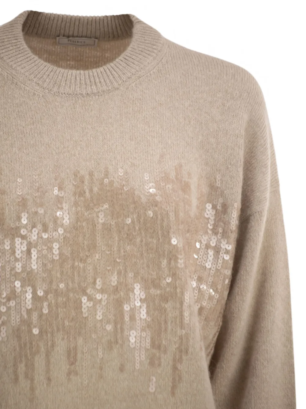 Peserico Sweater met pailletten en ronde hals Beige