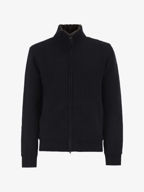 Herno zip-up textured-knit sweater