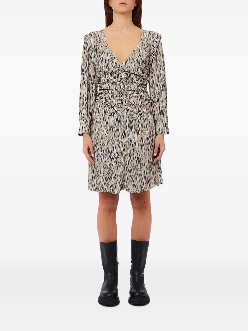 LIU JO leopard-print ruched mini dress - Toni neutri