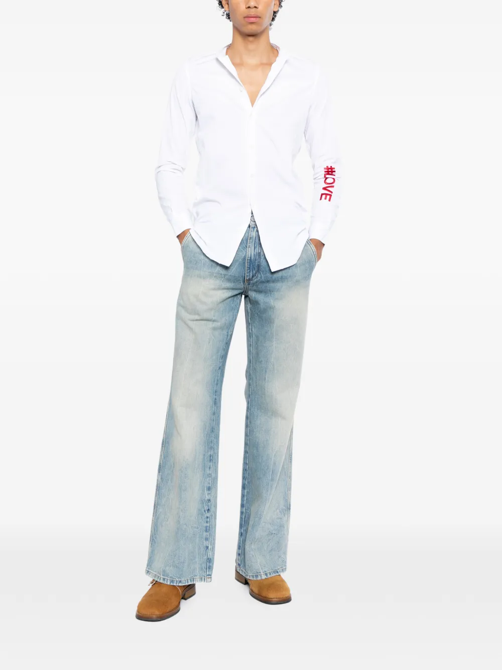 Ports V Shirt met borduursel Wit