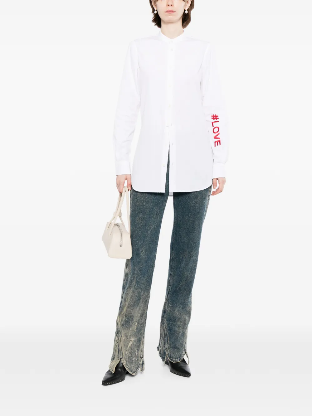 Ports V Shirt met borduursel Wit