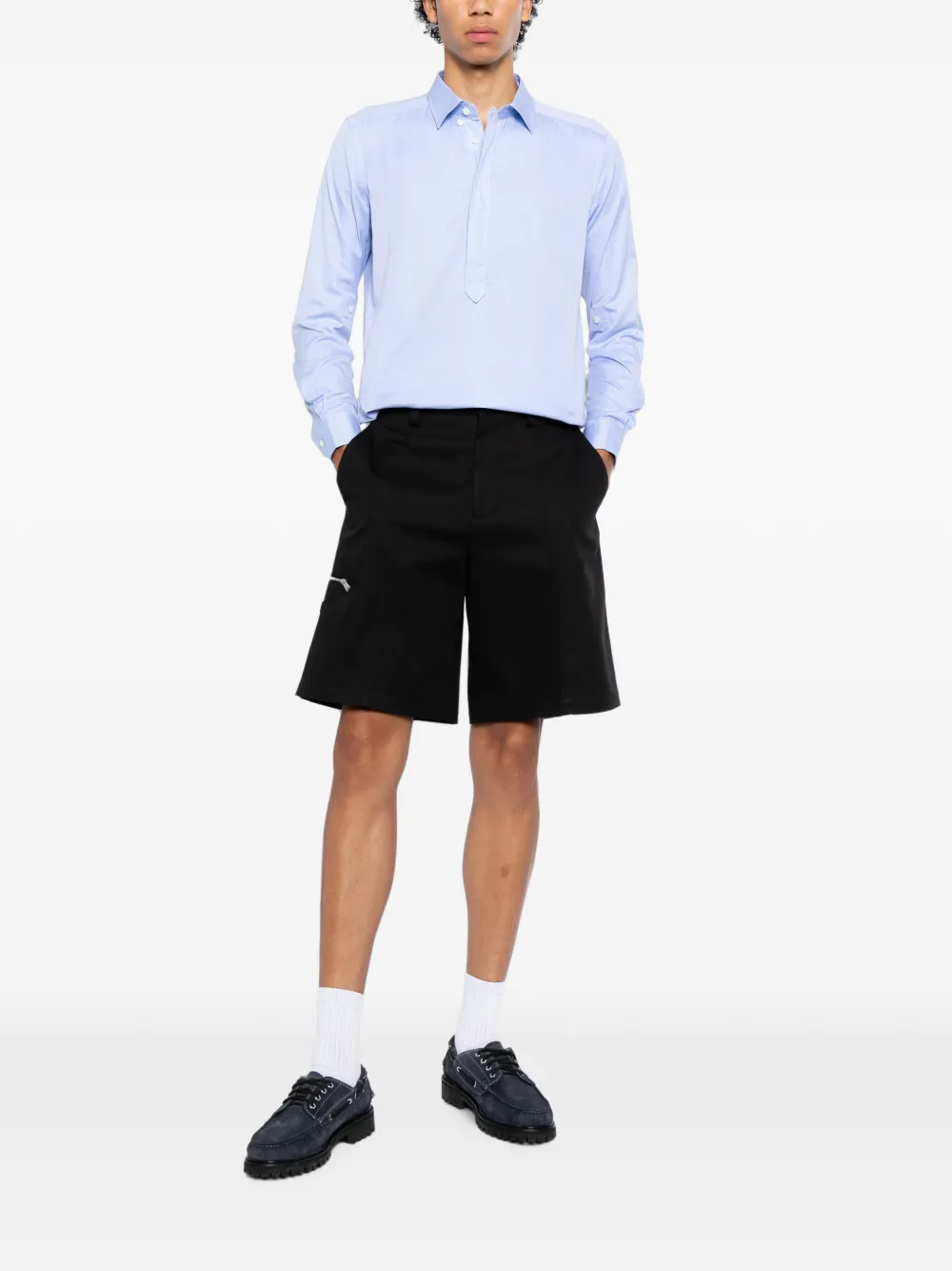 Ports V katoenen shirt Blauw