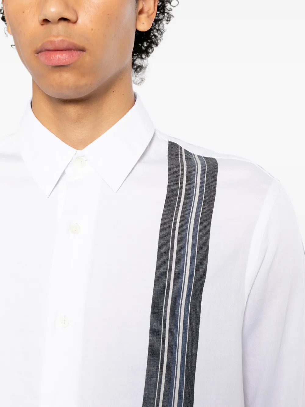 Ports V Shirt met streep-print Wit