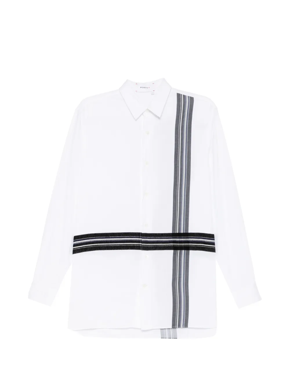 Ports V Shirt met streep-print Wit