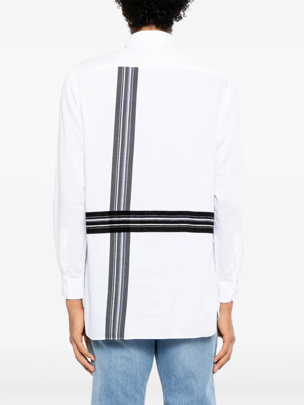 Ports V Shirt met streep-print Wit
