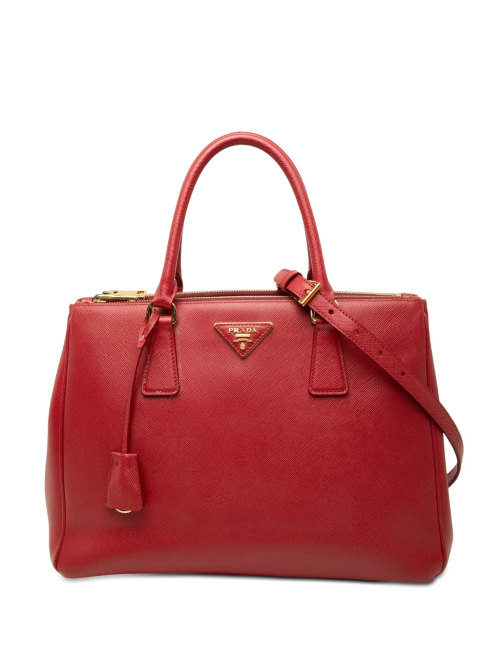 Prada Pre-Owned 2010-2026 Large Saffiano Lux Galleria Double Zip satchel - Rot