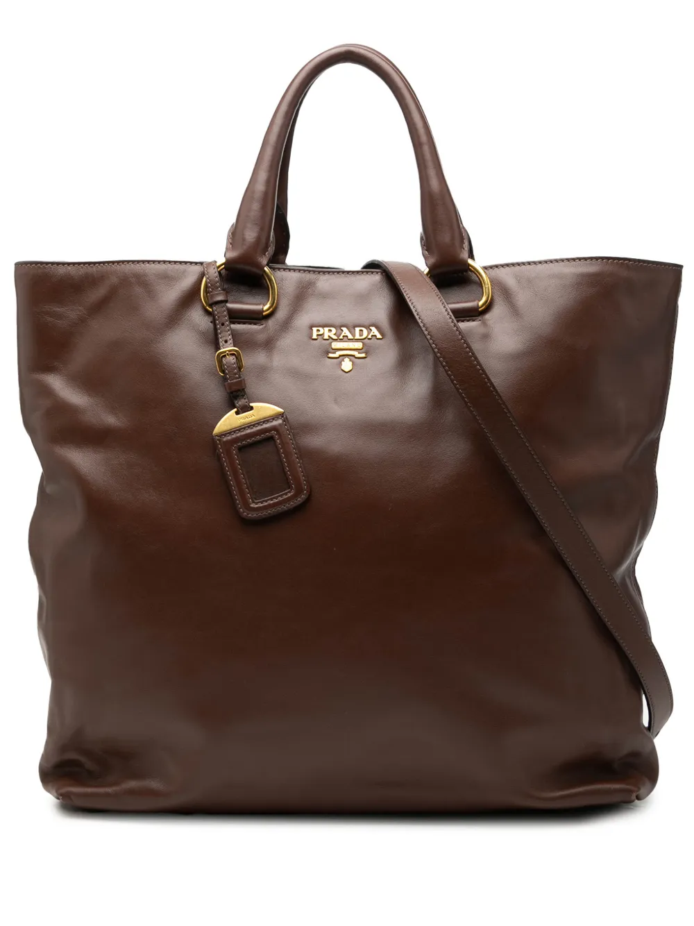 Prada Pre-Owned 2010-2026 Soft Calf Open Convertible Tote satchel - Brown