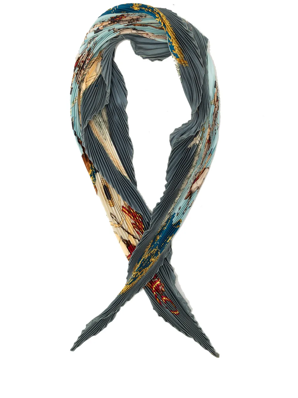 Hermès Pre-Owned 2000-2026 Real Escuela Andaluza del Arte Ecuestre Pleated Silk Scarf scarves - Blau