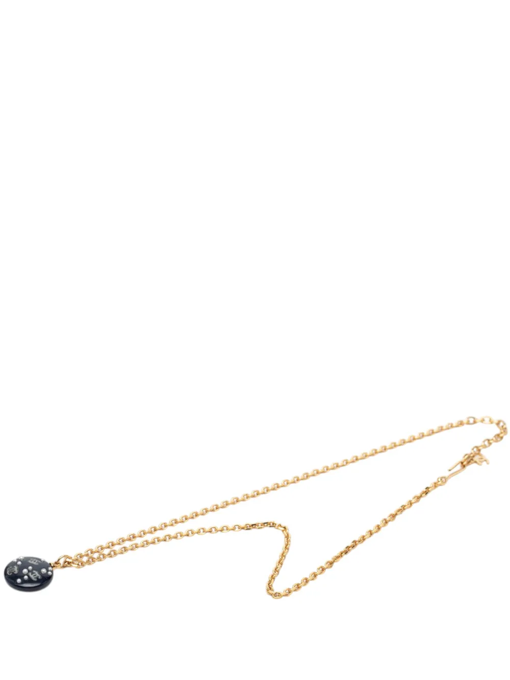 CHANEL Pre-Owned 2006 CC Gold Plated Resin and Faux Pearl Round Pendant Necklace costume necklace - Nero
