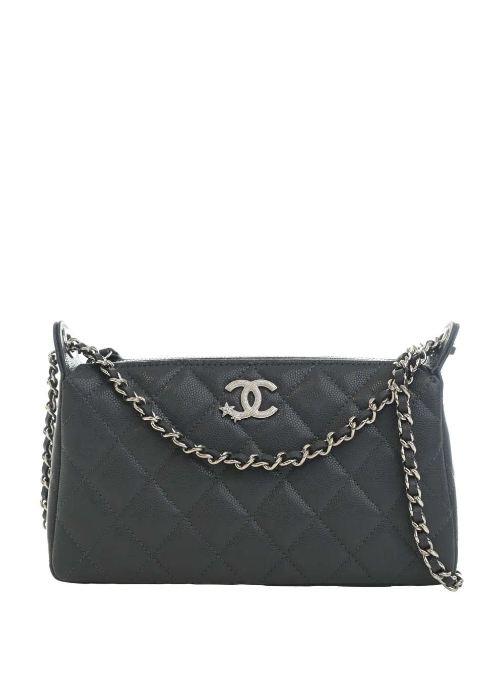 CHANEL Pre-Owned 2021-2026 CC Quilted Caviar Crystal Star Purse with Chain shoulder bag - Grey
