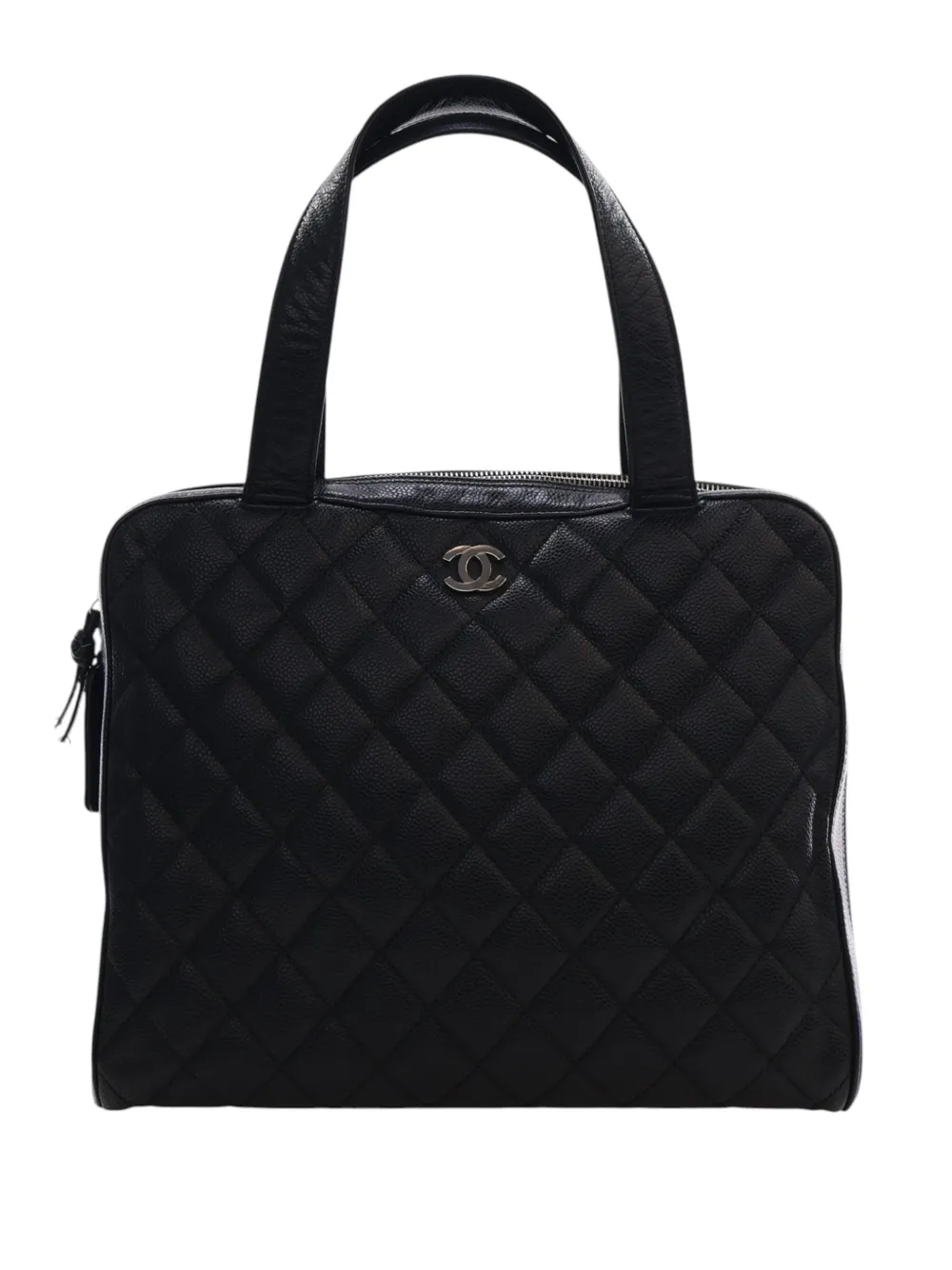 CHANEL Pre-Owned 2000-2002 CC Quilted Caviar Bowler Bag handbag - Black
