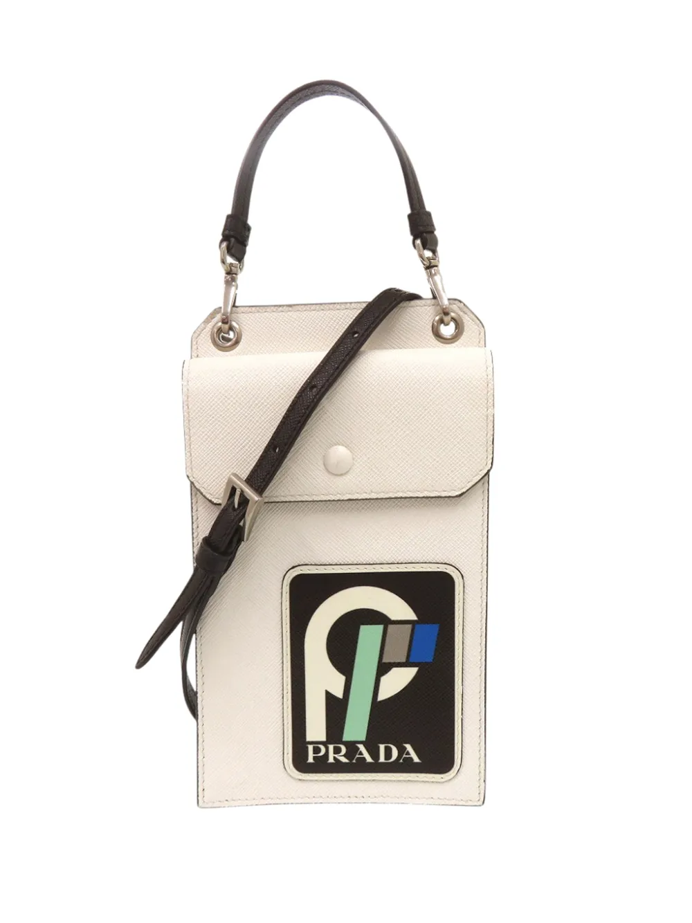 Prada Pre-Owned 2000-2026 Saffiano Patch Phone Holder satchel - Bianco