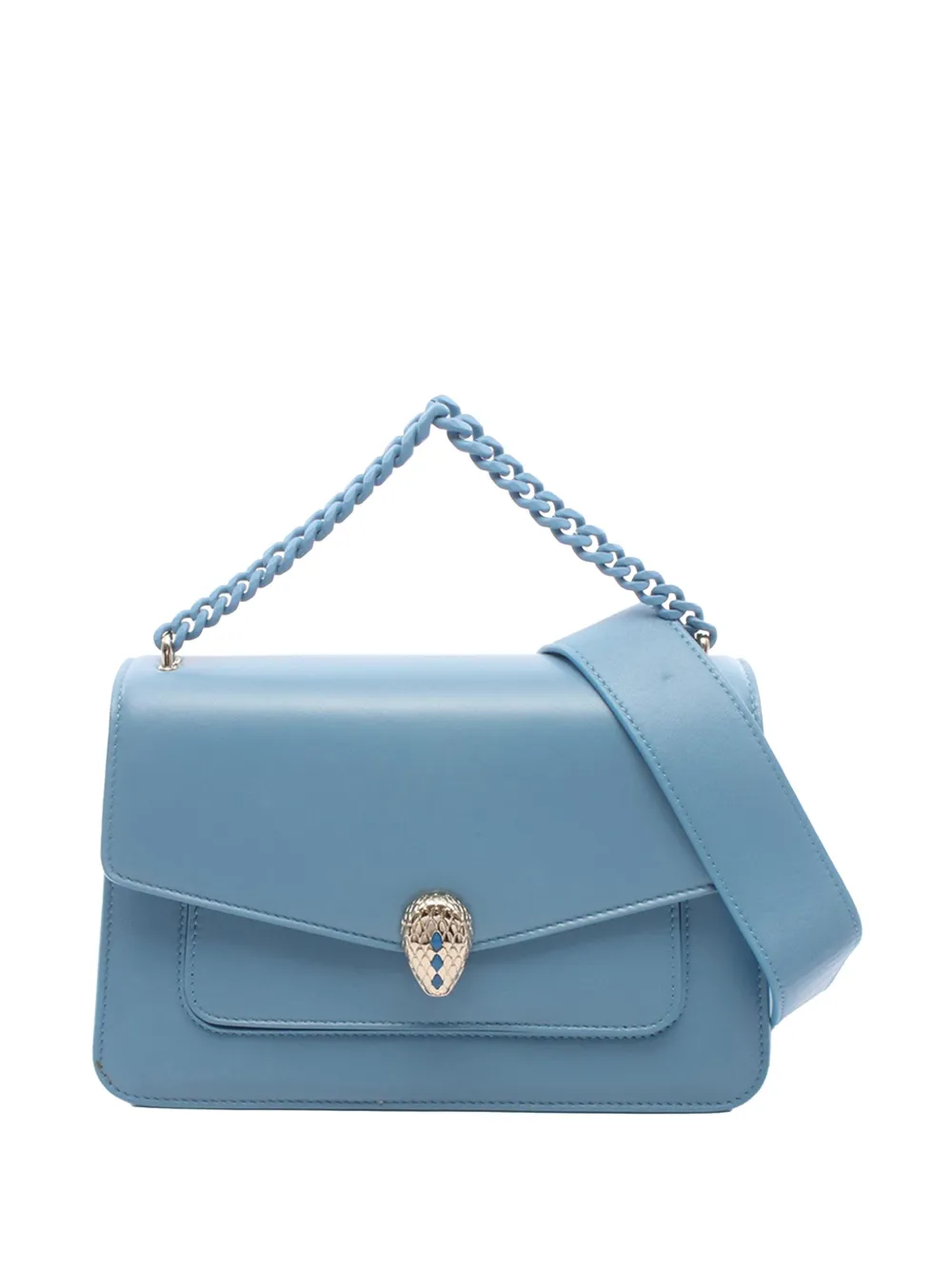 Bvlgari Pre-Owned 2010-2026 Leather Serpenti Forever Maxi Chain Top Handle Bag satchel - Blu