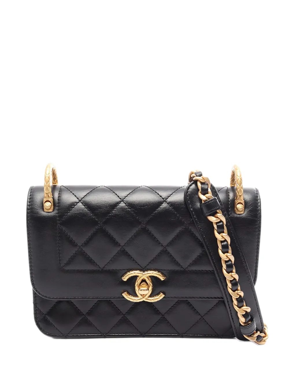 CHANEL Pre-Owned 2021-2026 CC Quilted Lambskin Single Flap crossbody bag - Black