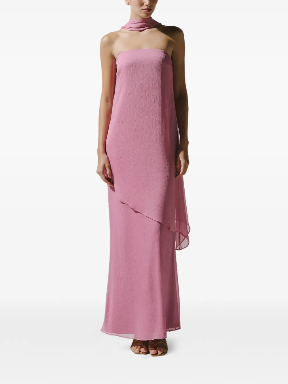 Baobab Schulterfreies Kleid mit Schaldetail - Rosa