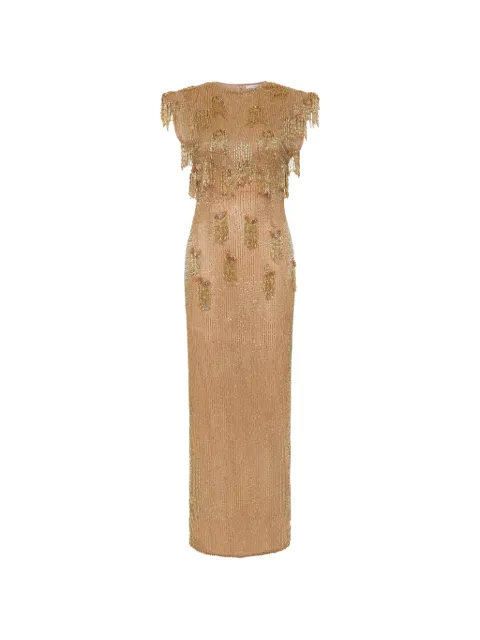 Rachel Gilbert Lani beaded fringe maxi dress