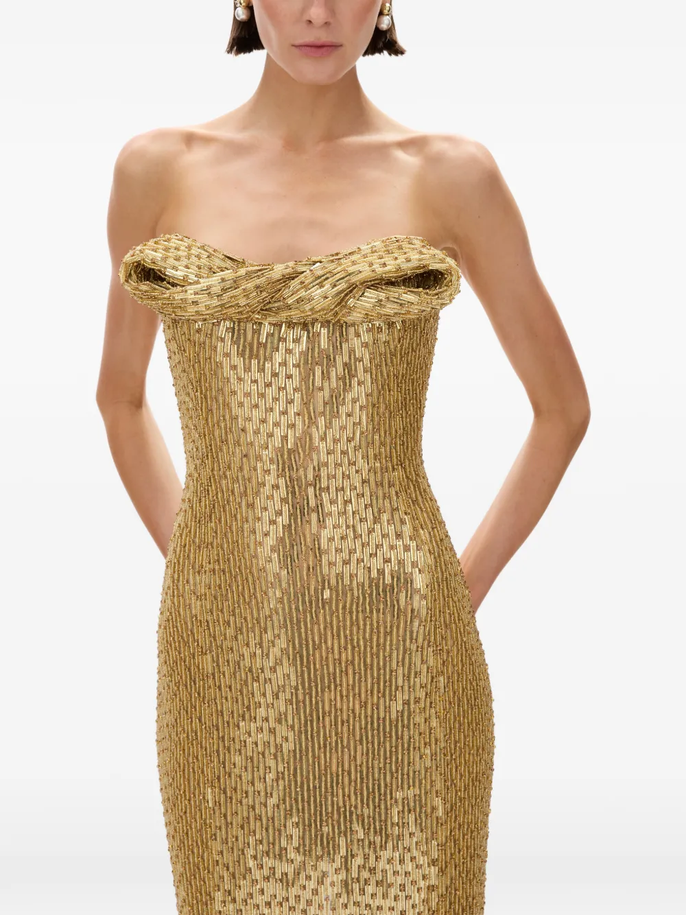 Rachel Gilbert Rosalie maxi-jurk verfraaid met pailletten Goud