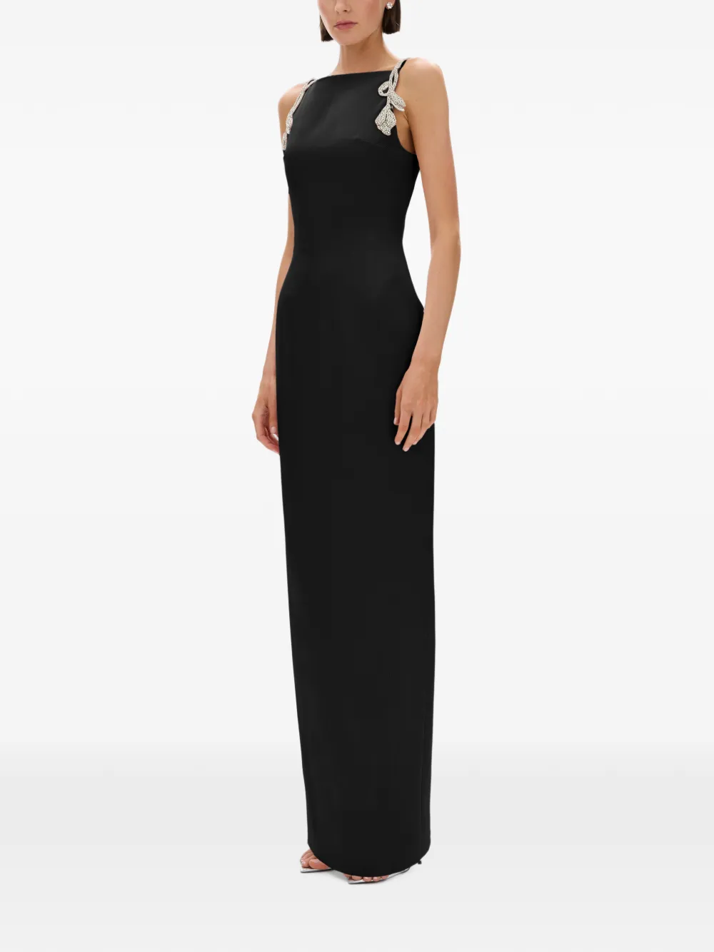 Rachel Gilbert Oryx Column Crystal-embellished Maxi Dress in Black, view 3