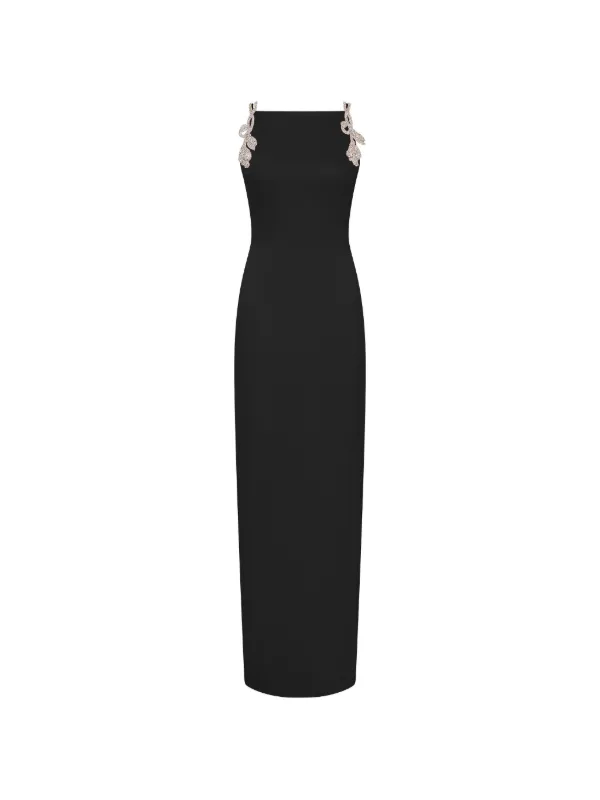 Rachel Gilbert Oryx Column Crystal-embellished Maxi Dress in Black