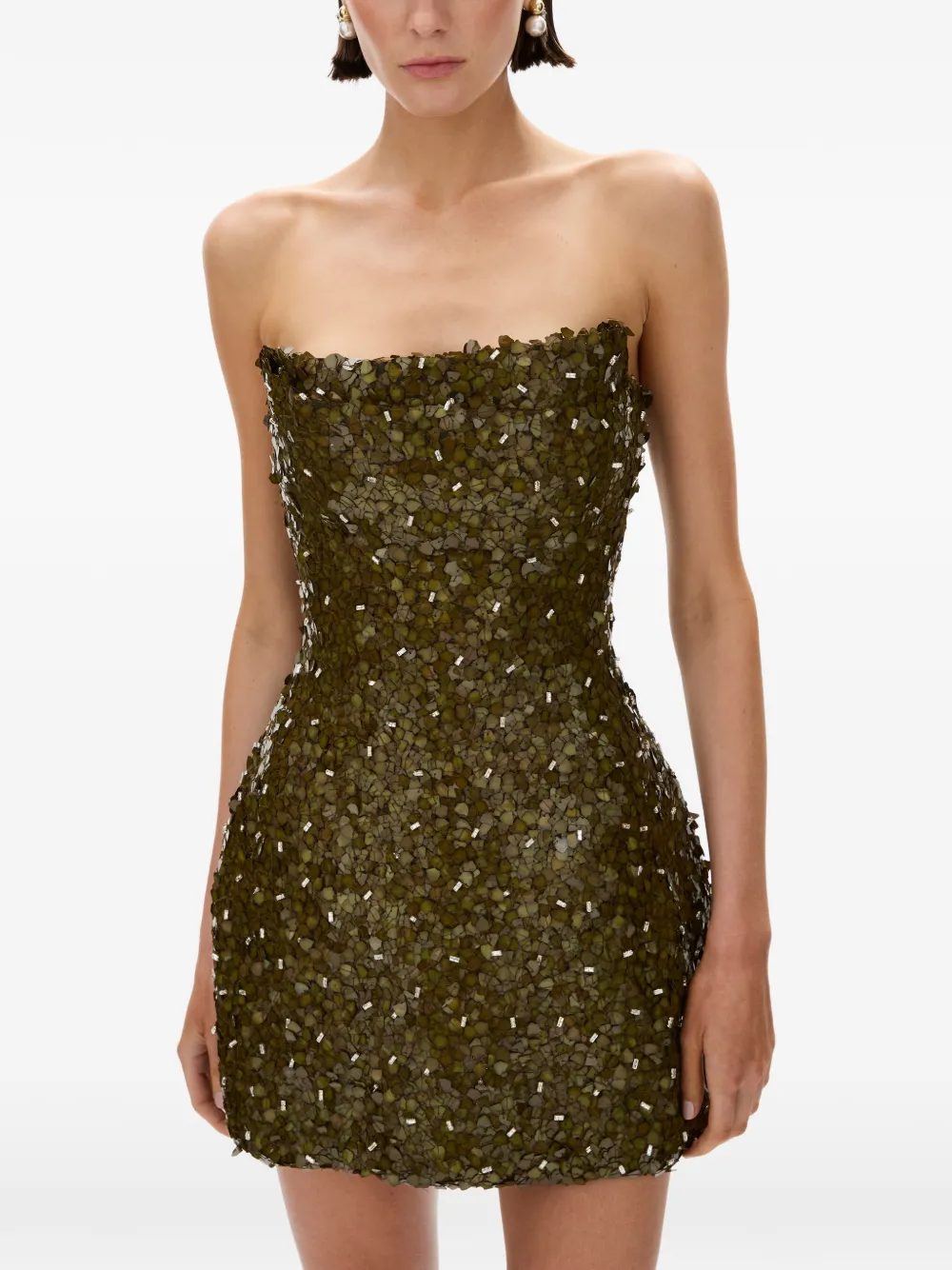 Rachel Gilbert Karter strapless mini-jurk verfraaid met pailletten Groen