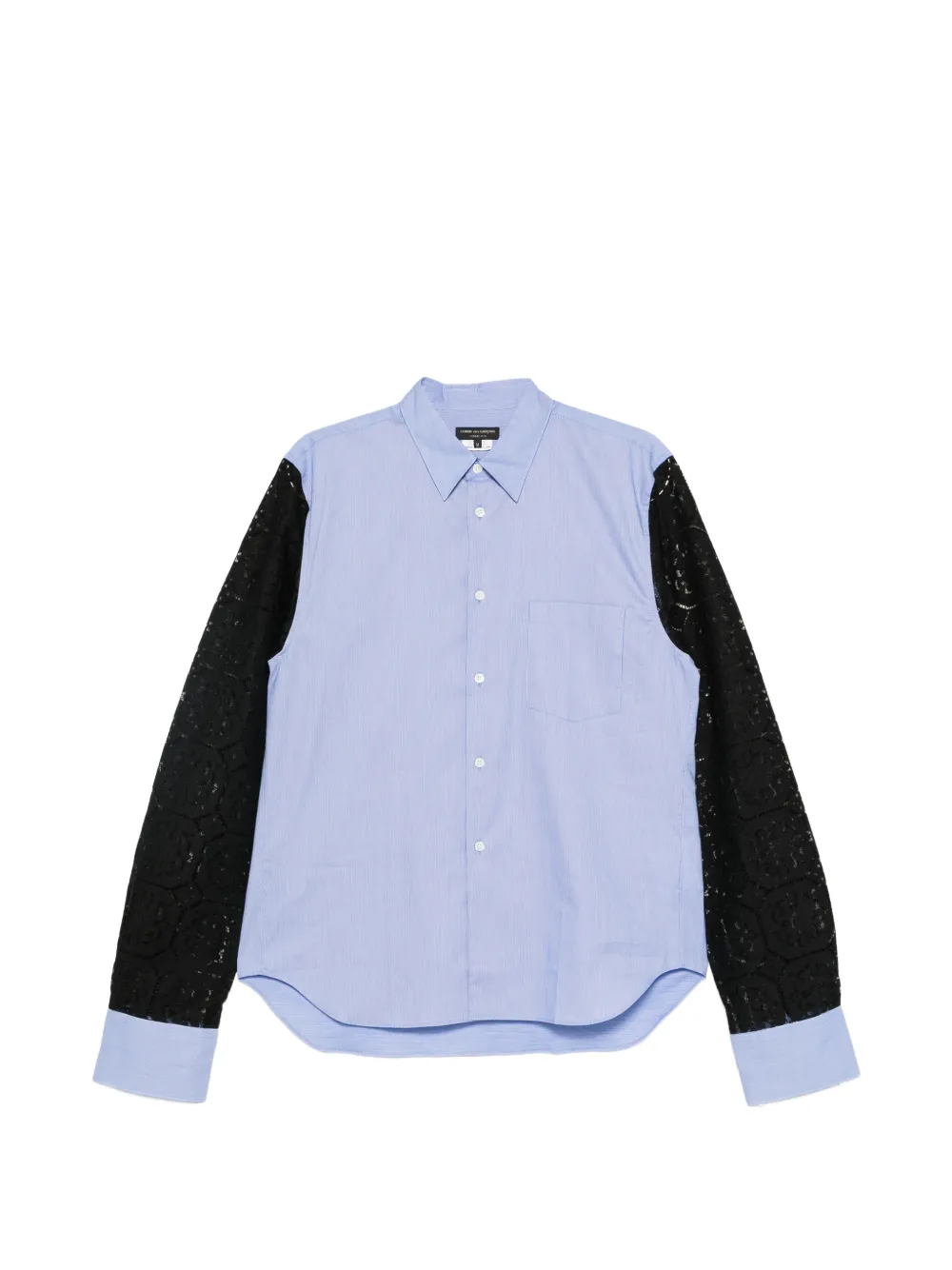 Comme des Garçons Homme Plus stripe long-sleeve shirt lace panel-detail blue white shirt Blauw