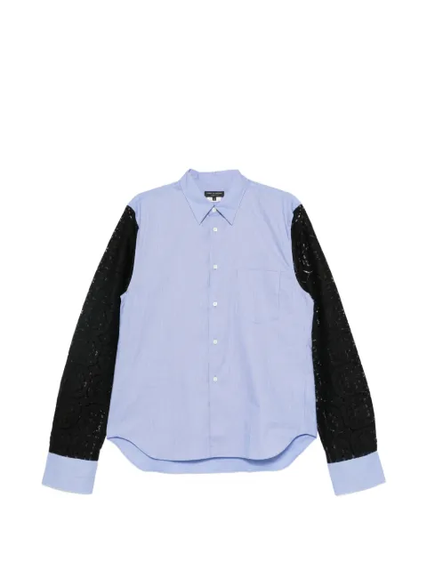 Comme des Garçons Homme Plus stripe long-sleeve shirt lace panel-detail blue white shirt