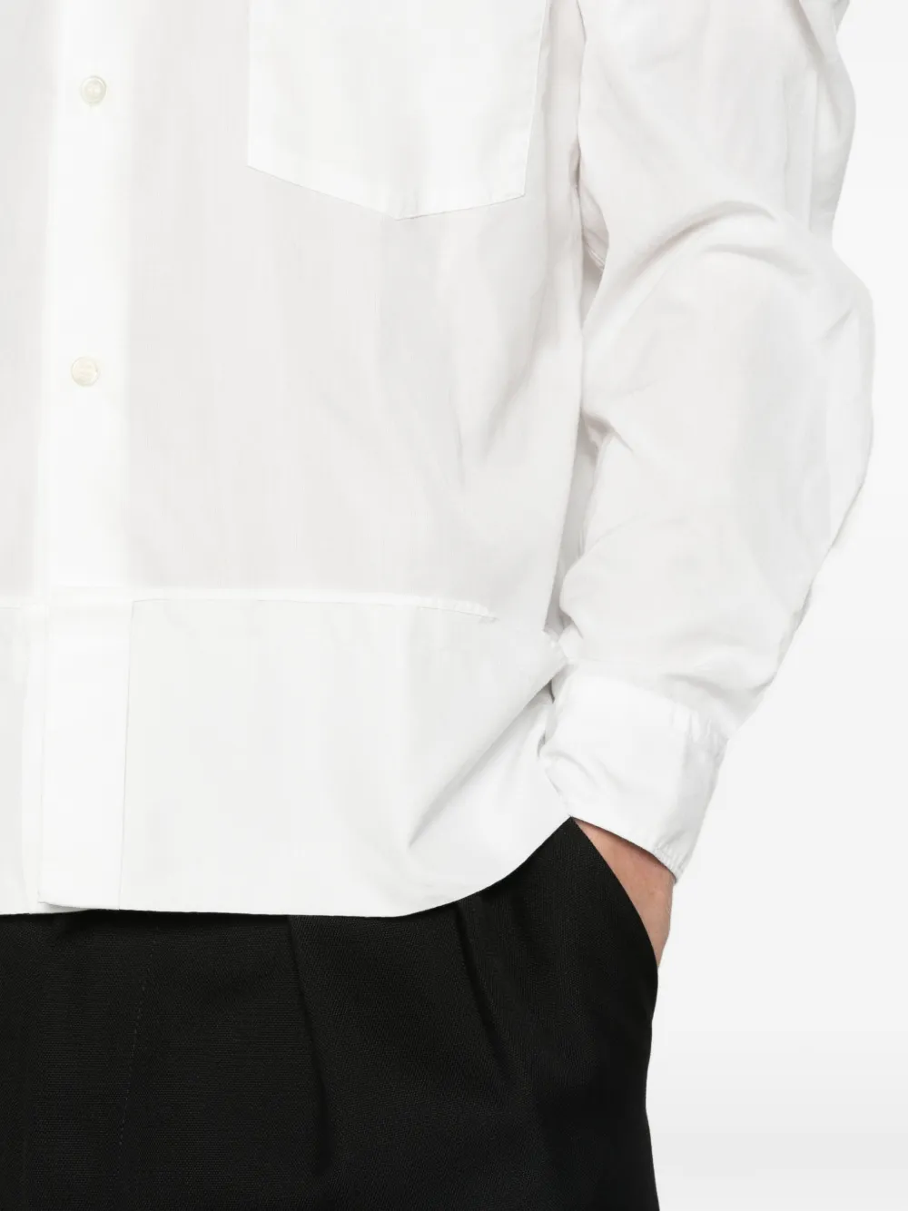 Comme des Garçons Homme Plus Folded-detail long-sleeve shirt white Wit