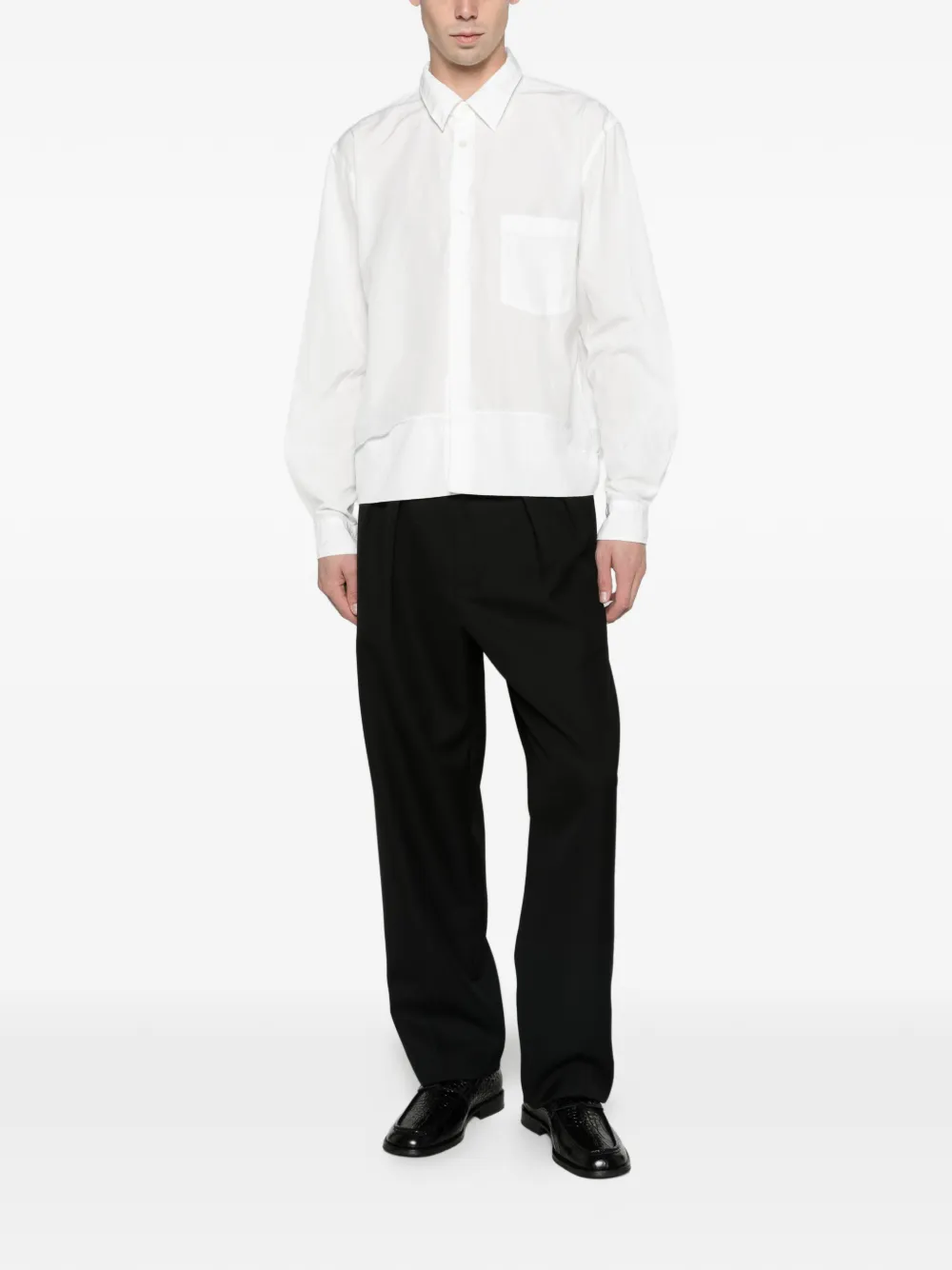 Comme des Garçons Homme Plus Folded-detail long-sleeve shirt white Wit