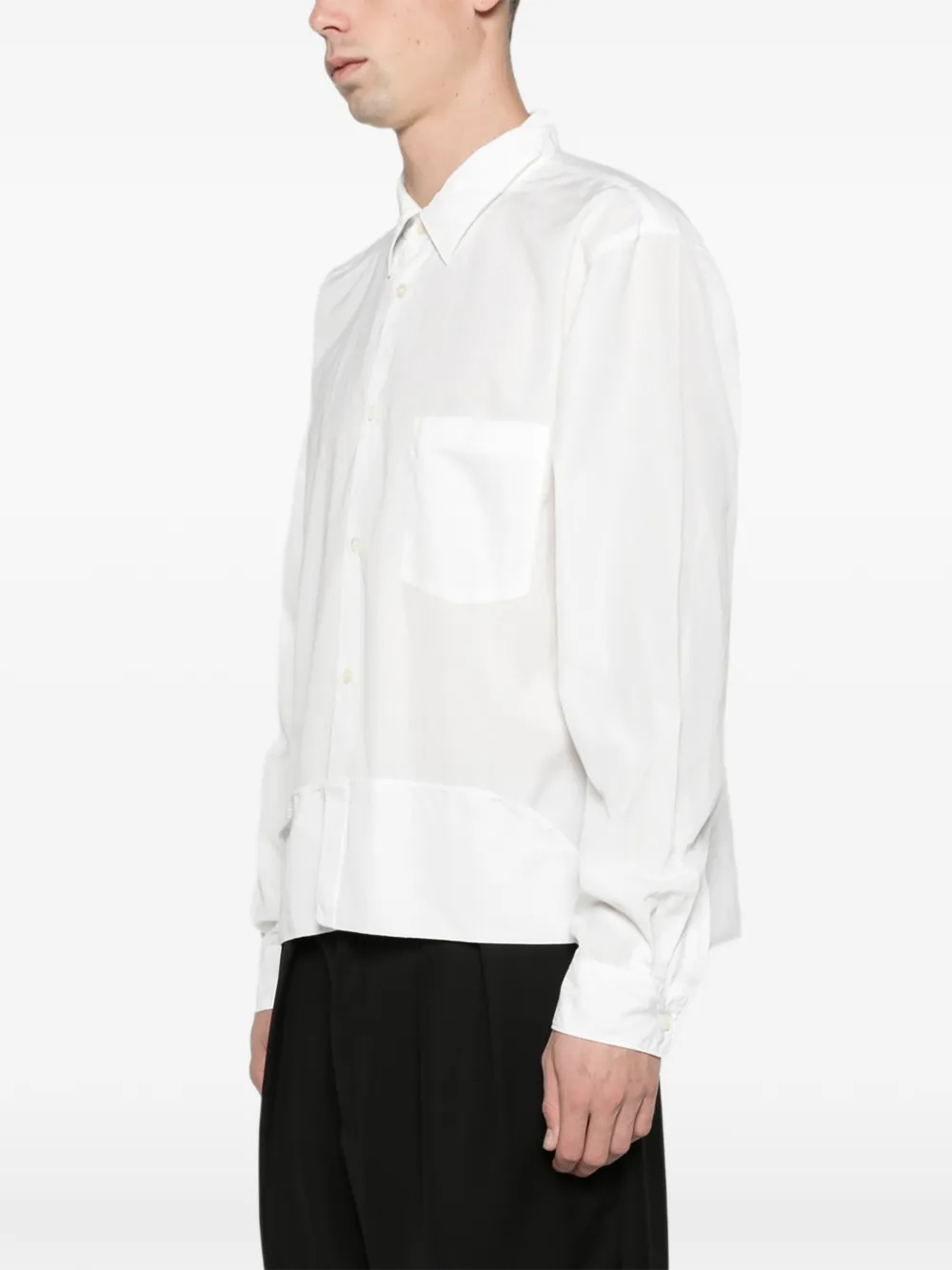 Comme des Garçons Homme Plus Folded-detail long-sleeve shirt white Wit