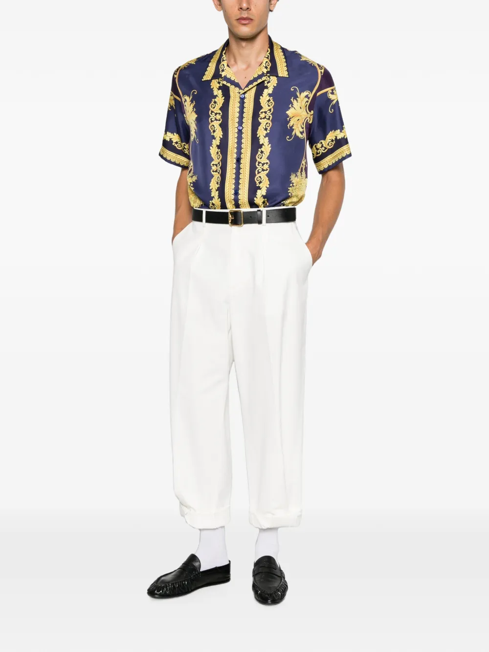Versace Barocco zijden overhemd met Foulard-print Paars